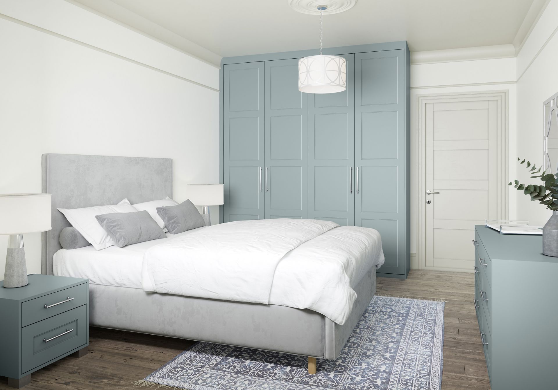 Stanhope Bedroom Design in Elsdon Matt Canvas blue