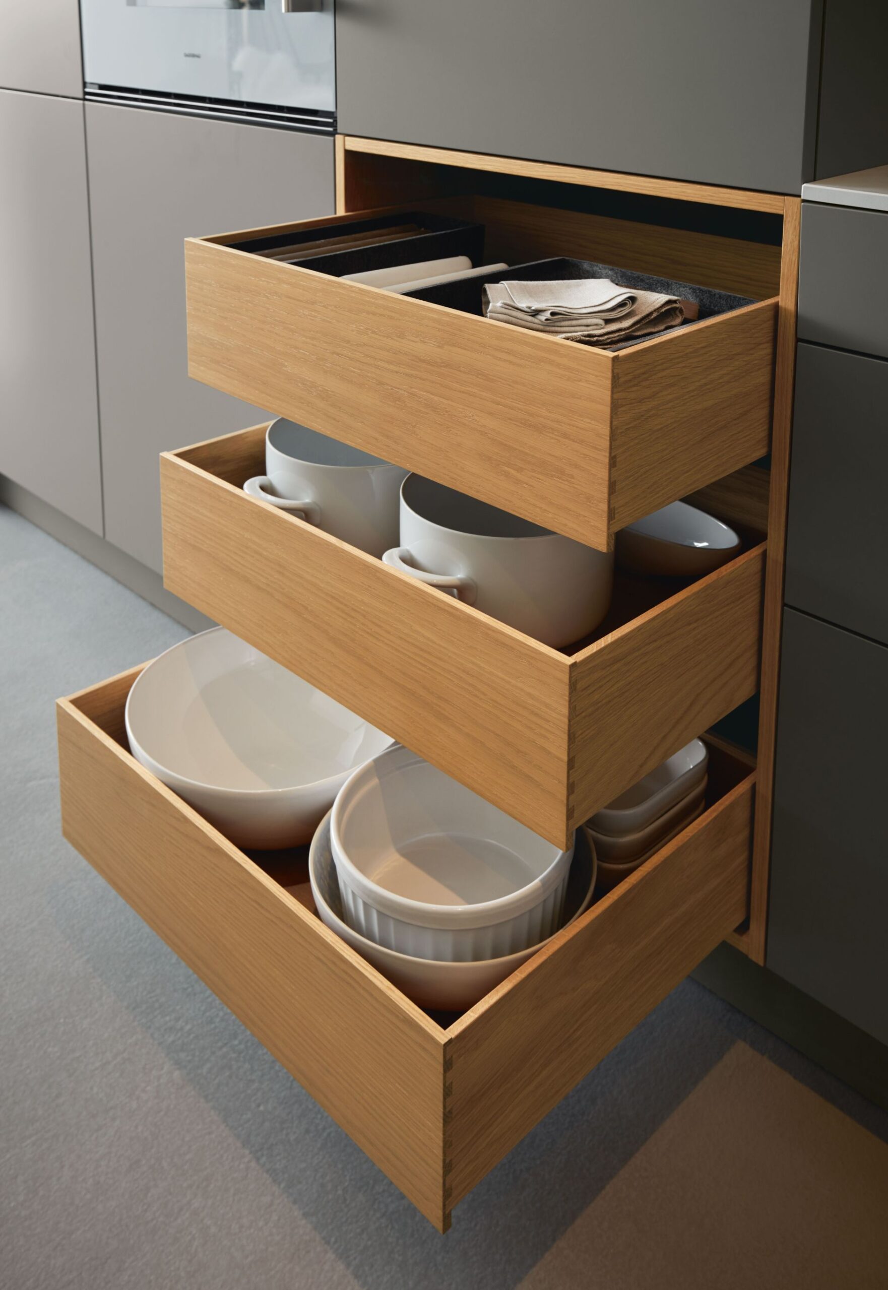 Kitchen storage details: drawers