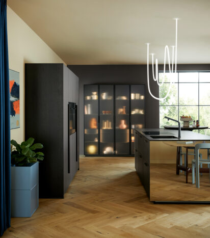 Black kitchen design full view vertical