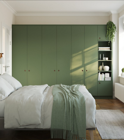 Porter Bedroom Design - Outline Regents Green Shaker Doors