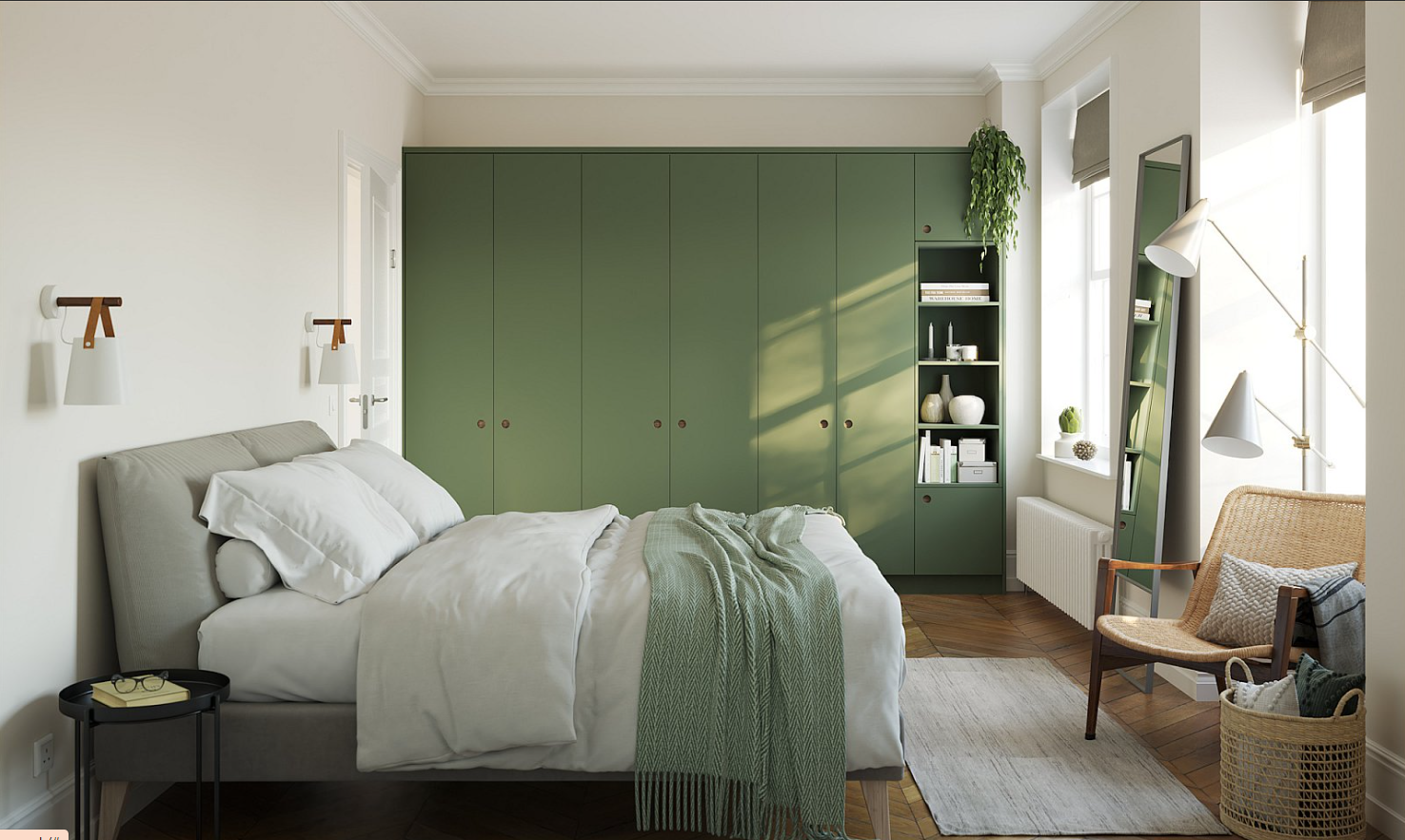 Porter Bedroom Design - Outline Regents Green Shaker Doors
