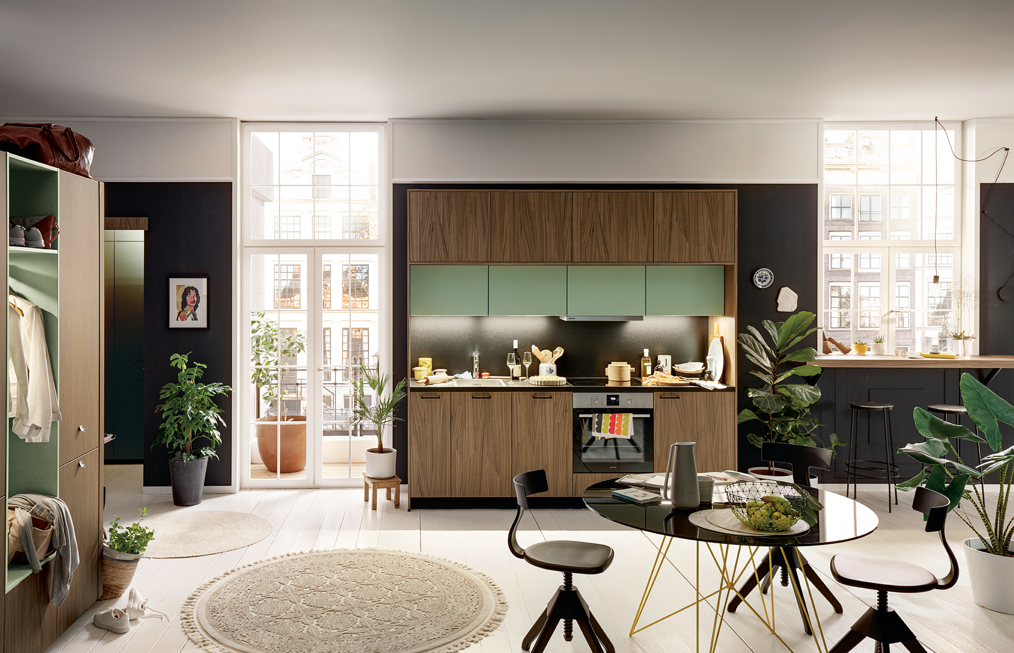 Schuller - Avola Green - Front Kitchen Overview