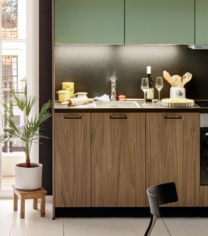 Shuller - Avola Green - Sink and Cupboards from Front