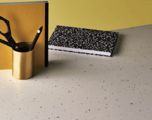 Details of Black Freckles of Creamy White Quartz Worktop