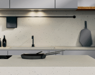 Creamy White Quartz Worktop with Black Freckles