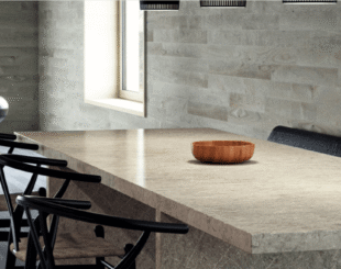 Marble Like Grey Quartz Worktop on Kitchen Dining Table