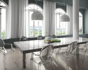 White Granite Kitchen Worktop with Black Finishes