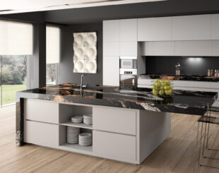 Luxury Black Kitchen Countertop with Gold Veins